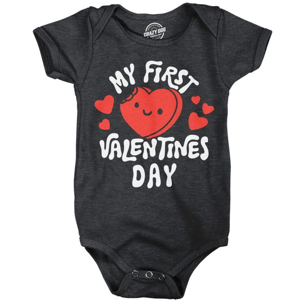 My First Valentines Day Baby Bodysuit Funny Cute Jumper For Infants